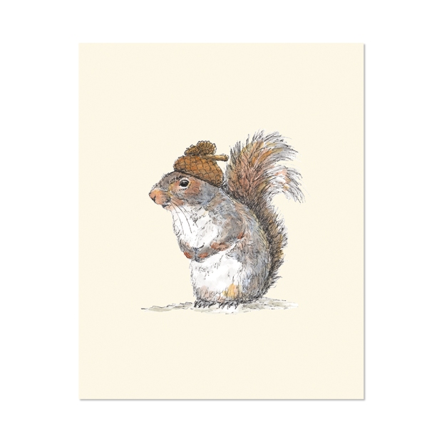 8x10 of Squirrel with an Acorn Hat